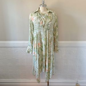 JW Anderson Resort ‘21 Floral Boxy Midi Dress, Kerchief Neckline, Size S